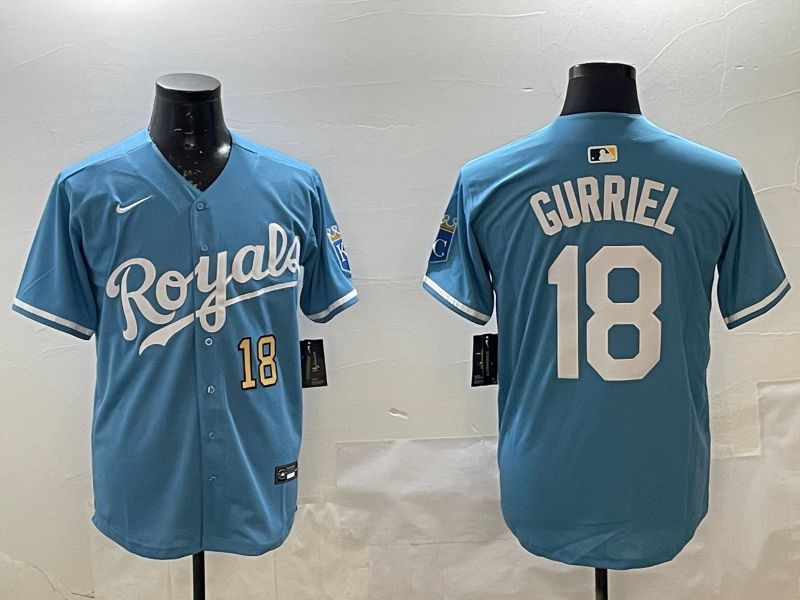 Men Kansas City Royals #18 Gurriel Light Blue Game 2025 Nike MLB Jersey style 5